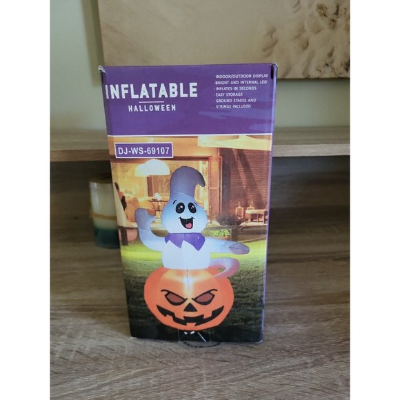 GOOSH Halloween Inflatable 5FT Ghost with Pumpkin Cute Halloween Ghost - Picture 7 of 10
